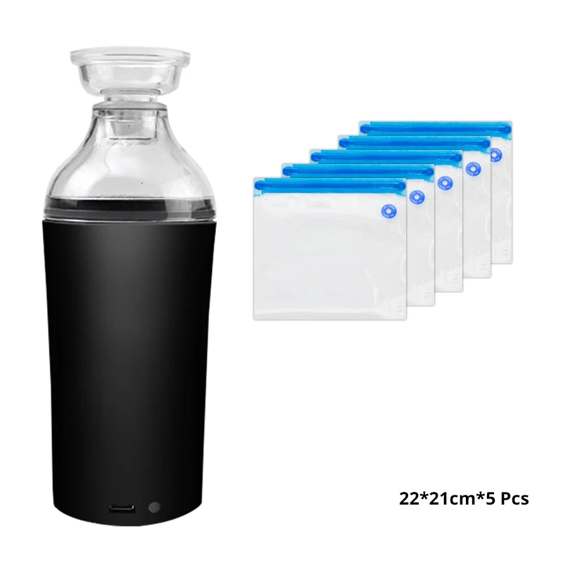 Black with 5pcs bags Tinton Life ручной пищевой вакуумный упаковщик упаковочная машина пленочный контейнер упаковщик вакуумный упаковщик с вакуумными пакетами на молнии - Цвет: Black with 5pcs bags