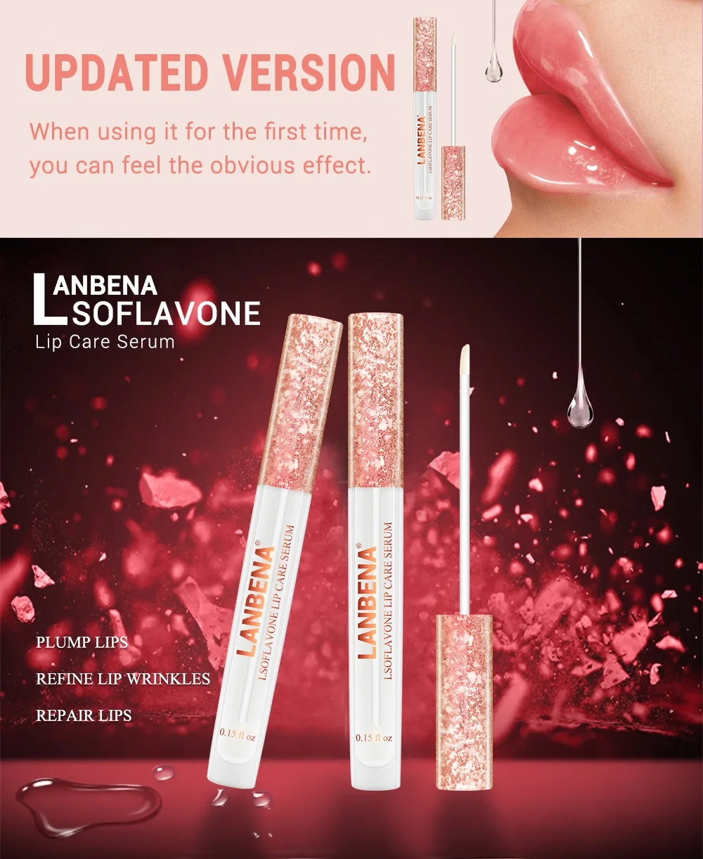 LANBENA Lsoflavone Уход за губами Сыворотки губ блеск для губ маска увеличить эластичность губ уменьшить тонкие линии Восстанавливающая увлажняющая Красота