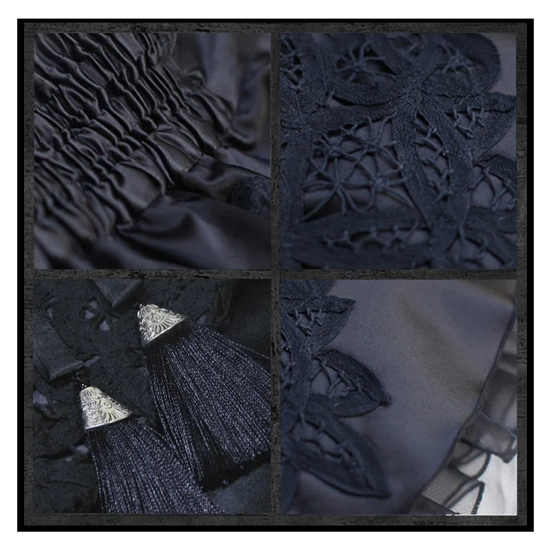 Keer Qiaowa Vintage Black Gothic Skirt Woman Summer 2018 New Arrival Women Mini Organza Ball Gown Skirts with Appliques Flowers | Женская