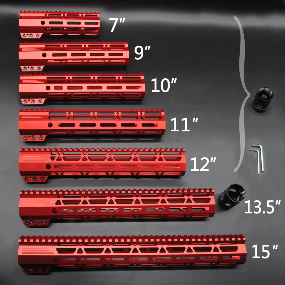

TriRock Chinese Red Anodized 7'' 9'' 10'' 11'' 12'' 13.5'' 15'' inch M-lok Clamping Style Handguard Rail Free Float Mount System