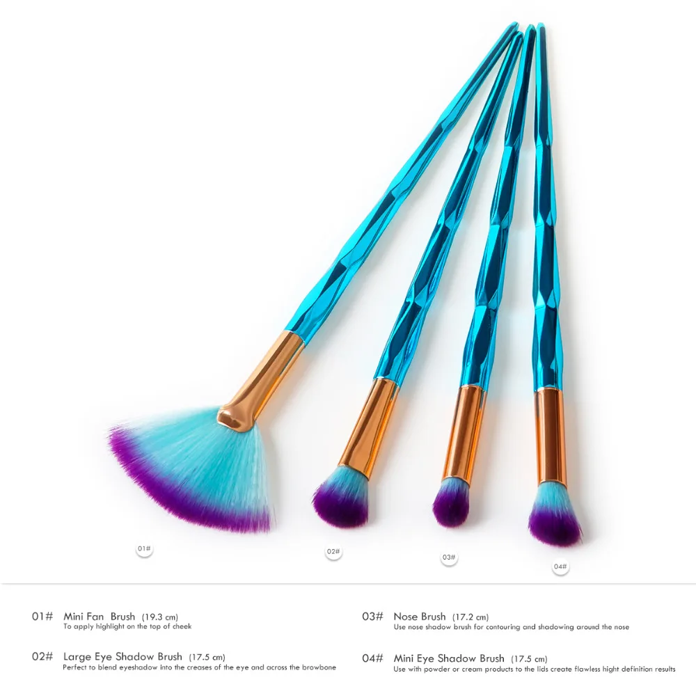 Новые 4 шт. глаз Макияж Расчёски для волос Набор алмазной ручкой косметические