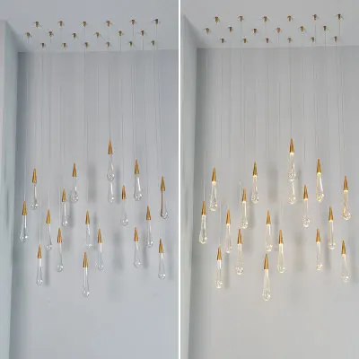 Светодиодный подвесной светильник в виде капли воды минималистический