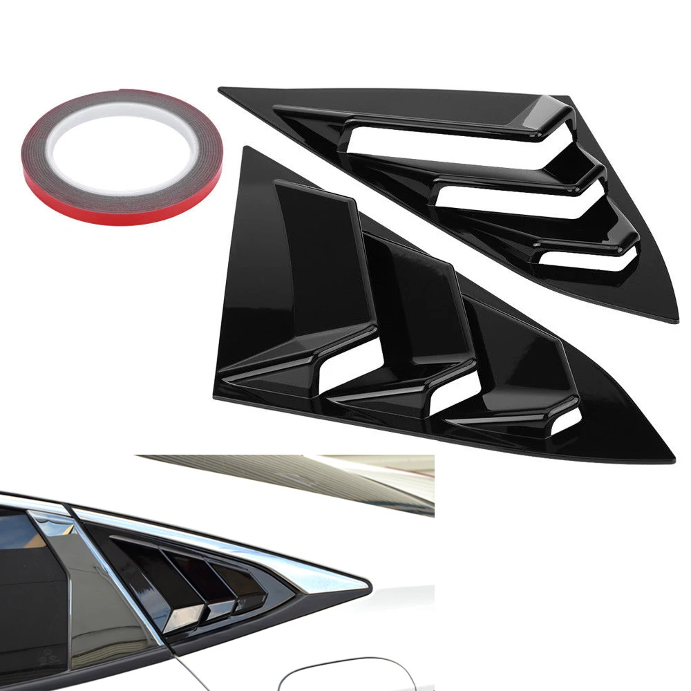 

For Honda Civic 2016-2018 Gloss Black Vent 1/4 Quarter Side Window Louver Cover ABS Plastic