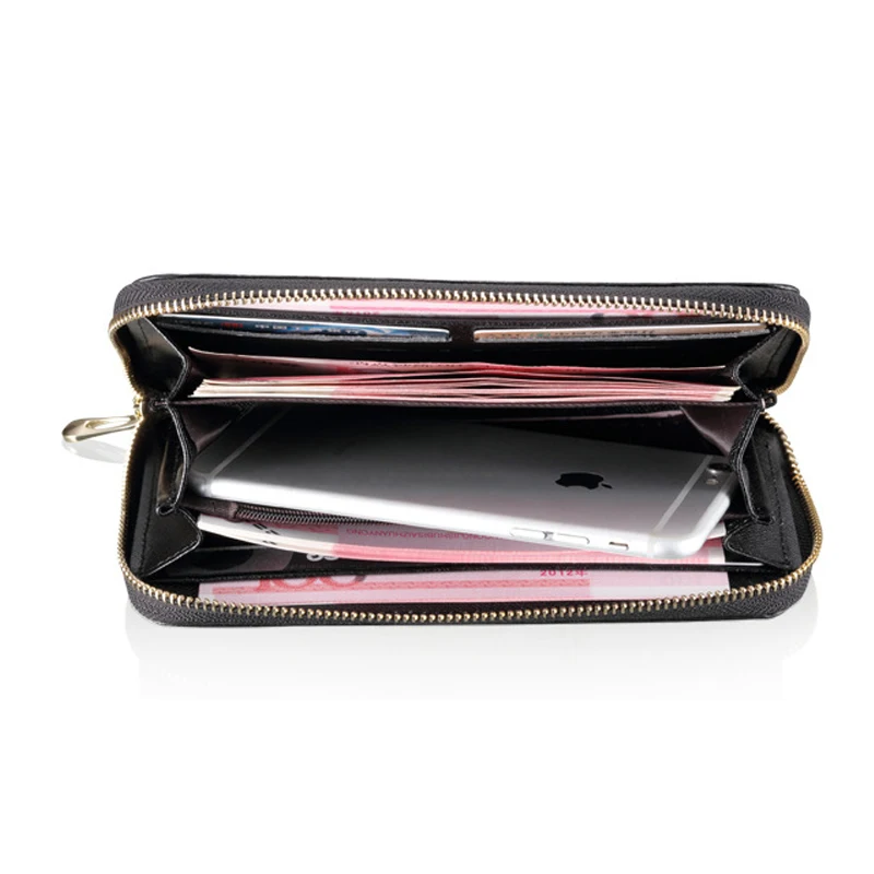 Женские кошельки из натуральной кожи Модный женский длинный кошелек на молнии с