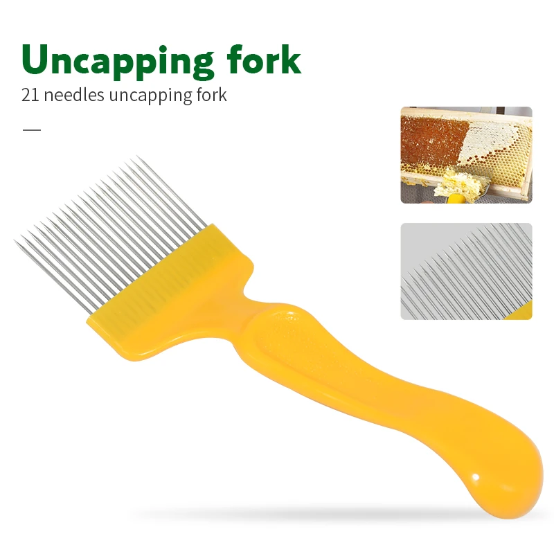 

21 Pin Stainless Steel Tines Comb Uncapping Fork Cut Honey Fork Bee Beekeeping Tools