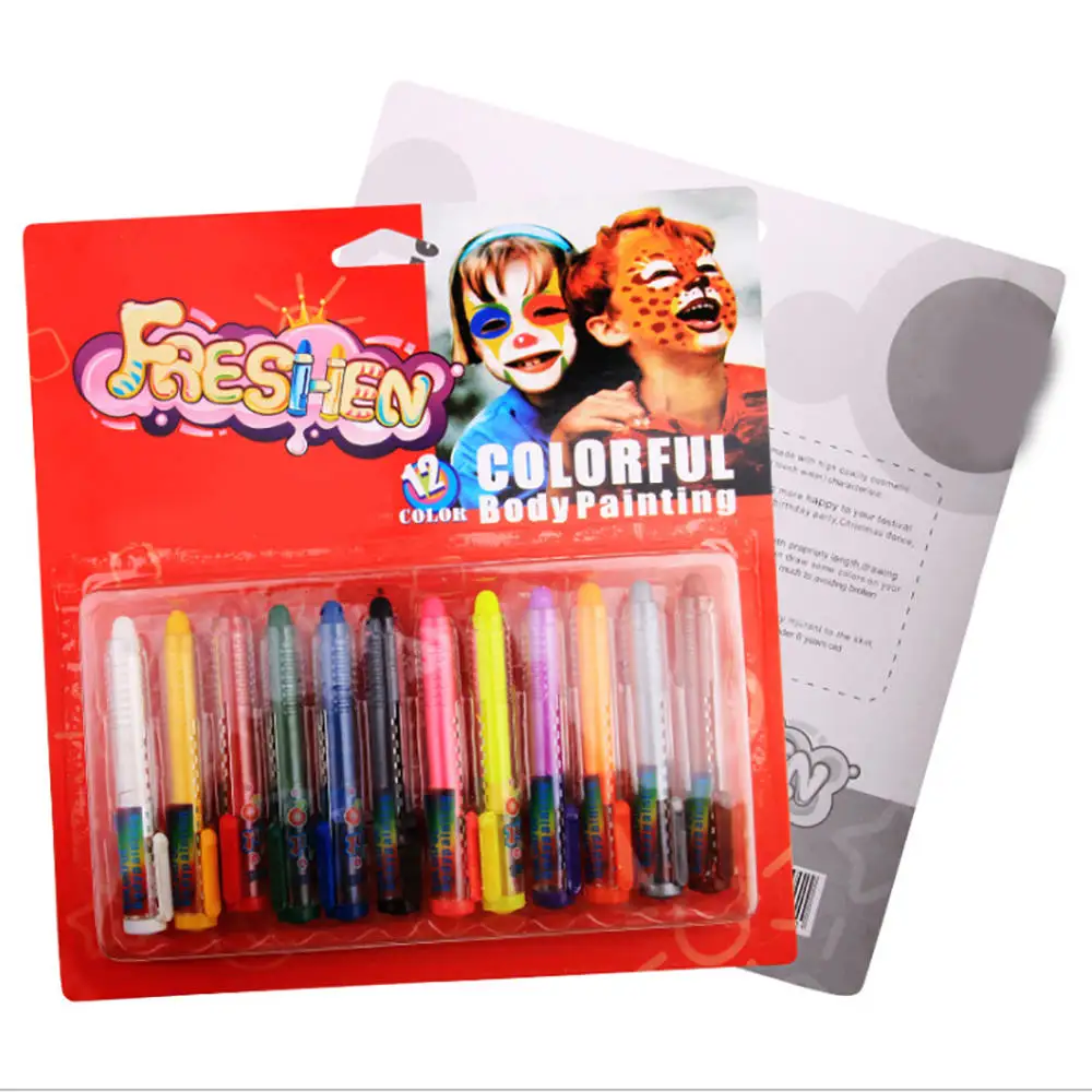 

12 Colors Face Painting Crayon Pencils Washable Body Painting Pen Stick for Festival Kids Face Clown Party Makeup
