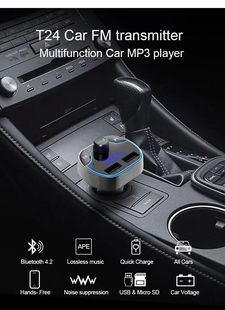 Bluetooth aux адаптер автомобильный bluetooth автомобильный комплект fm-передатчик Громкая связь вызов 5 в 3.1A выход двойной USB Автомобильное зарядное устройство телефон зарядное устройство