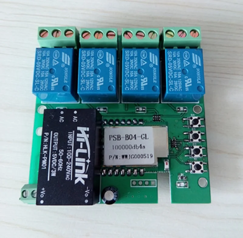 AC 220V приложение переключаемый 4 CH Реле Переключатель Wi Fi RF центр для ios Android