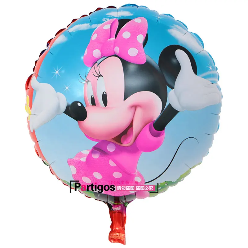 pink Minnie 5 шт. 18 дюймов Круглые фольгированные шары Микки и Минни Маус для детского дня рождения, вечеринки, свадьбы, украшения для детей, классические игрушки, принадлежности - Цвет: pink Minnie