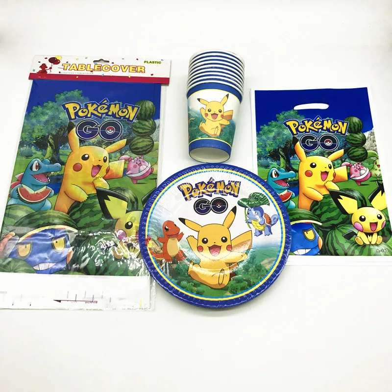 Pokemon Go тема 31 шт./лот детская посуда с рисунком Набор Baby Shower для детского праздника