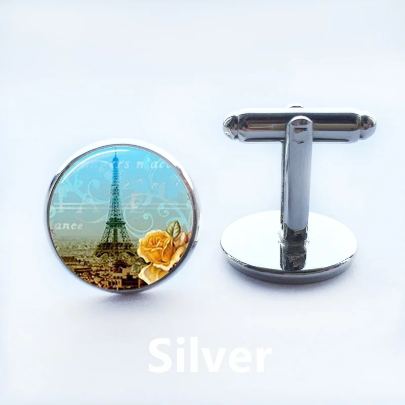 Новая мода подарок ювелирное изделие мужские запонки натуральный пейзаж дерево