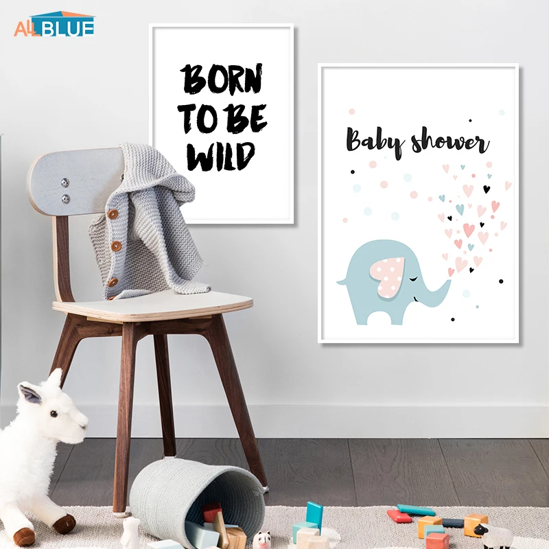 Медведь слон животные постеры и принты для детской комнаты настенная Картина на