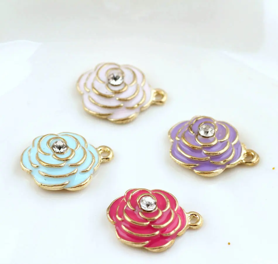 Стразы сердечник из сплава подвеска в виде цветка золотой тон масляная капля