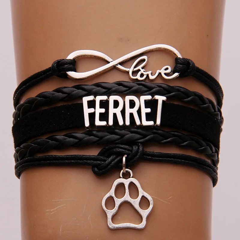 Браслет NCRHGL Infinity love FERRET браслеты в виде животных Амулет лапа плетеный браслет из