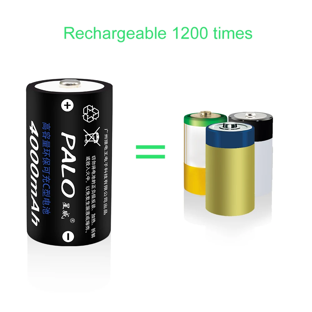 PALO 2 шт 4000mAh 1,2 V C Размер никель-металл-гидридных аккумуляторов Замена C размер батареи C батарея 1,2 v C Батарея для игрушек