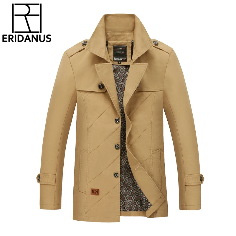 Мужская куртка на пуговицах однотонная Повседневная ветровка в британском стиле