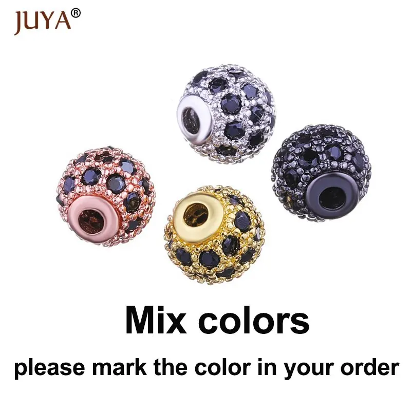 mix color 10 pcs 10 шт. оптом бусины фурнитура золото серебро розовое золото черный 6 мм 8 мм 10 мм 12 мм медь Циркон Круглые шарики для изготовления ювелирных изделий - Цвет: mix color 10 pcs