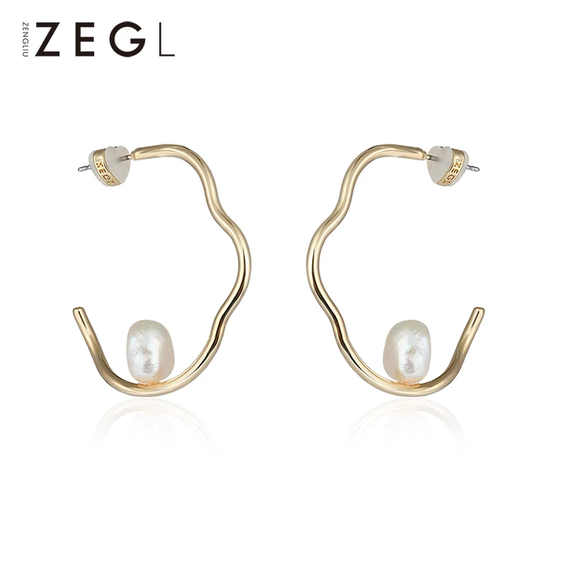 ZEGL круглые серьги клипсы большие для женщин геометрические