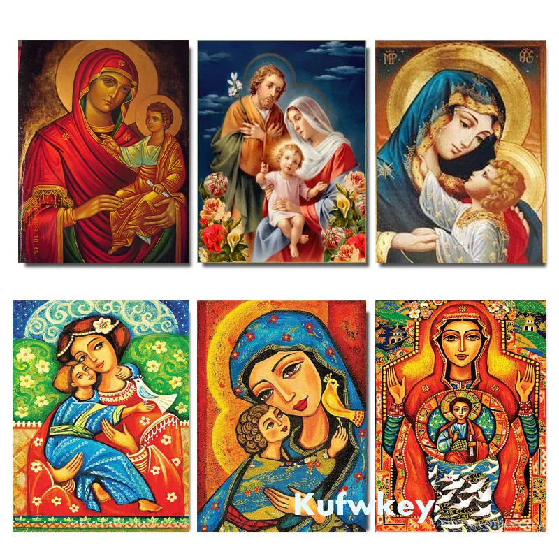Полная алмазная живопись Девы Марии детская религиозные украшения дома Алмазная