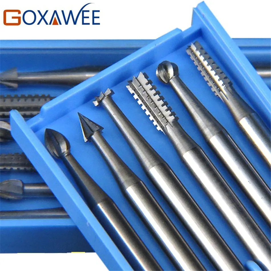 GOXAWEE 6 шт. боры для Dremel Аксессуары для электроинструмента роторный Бур роторные инструменты 009#/014#/018#/023# стальные буры абразивный инструмент