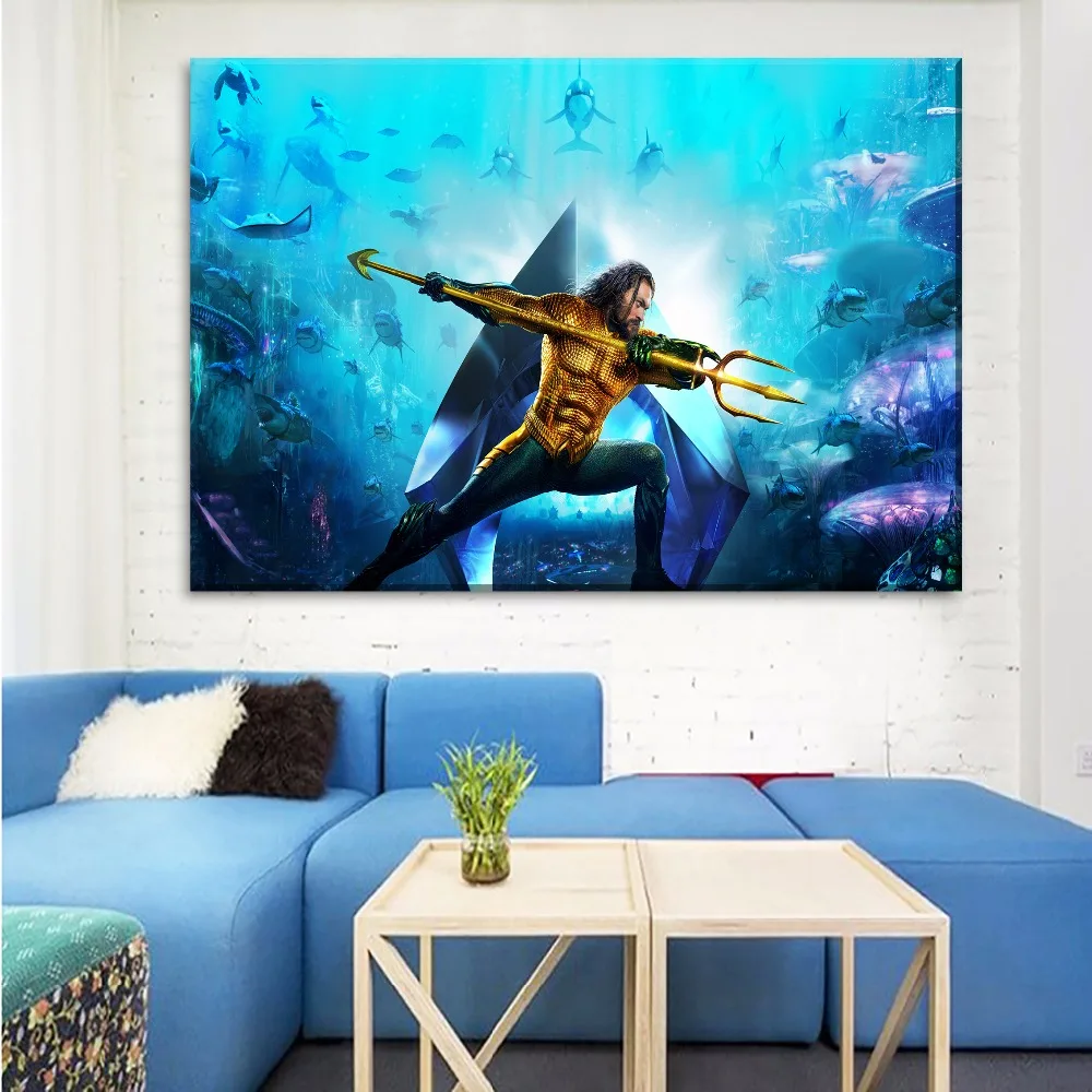 Картина на холсте для гостиной художественный каркас 1 панель плакат аквамана