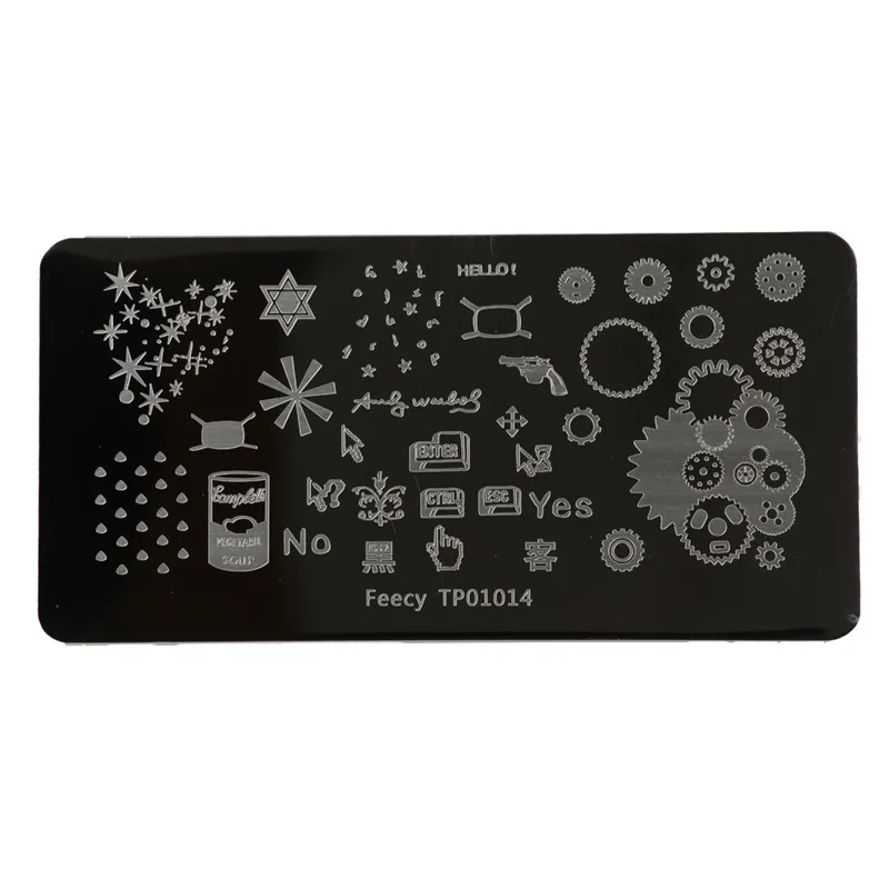 Feecy TP01014 Пластины для штамповки ногтей 6*12 см шаблоны для ногтей DIY Нержавеющая Сталь Штамп маникюрный трафарет Инструменты дизайн ногтей штамп Шаблоны - Цвет: Feecy TP01014