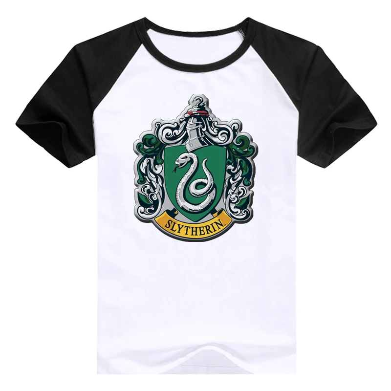 Футболка женская Волшебная школа Слизерин/Hufflepuff/Ravenclaw/Gryffindor College badge blusa хлопковая