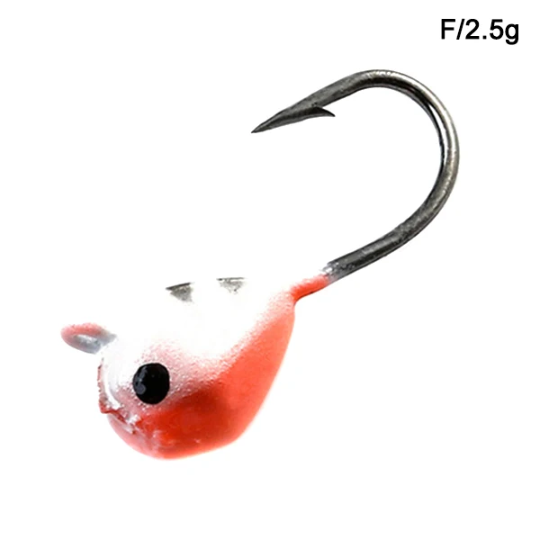 F 2.5g 5 Pcs Winter Ice Fishing Hook Lure Mini Metal Bait Fish Head Hook Bait Jigging Fishing Tackle KH889 - Цвет: F 2.5g