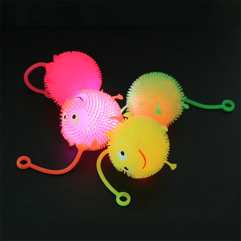24 шт./лот 7 цветов мигающий мяч пуховик дизайн ежика креативные игрушки забавная
