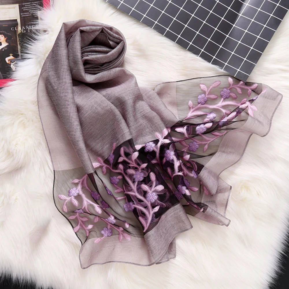 Европейский шарф с цветочным принтом летний Солнцезащитный Женский Длинный