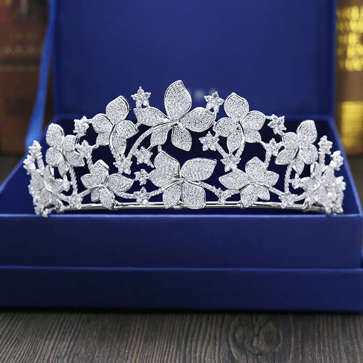 SLBRIDAL винтажная закрепка с прозрачным кубическим цирконием свадебная тиара CZ