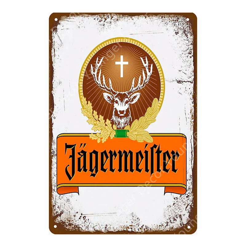 YD4141F Jagermeister голова оленя металлический плакат Jager бомбы винная тарелка винтажная Настенная Наклейка Паб Бар домашний декор напиток Пиво Виски жестяные знаки - Цвет: YD4141F