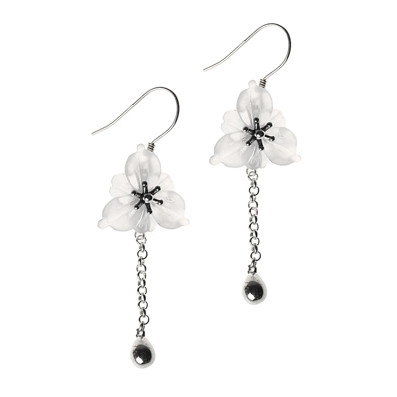 

Brand New Temperament Natural Crystal Flower 925 Sterling Silver Dangle Earrings For Women Jewelry Wholesale Gift Freeshipping