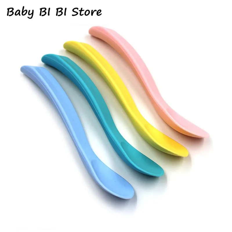 

Baby Soft Silicone Spoon Food Grade Baby Feeding Spoons Safety Tableware Infant Learning Spoons