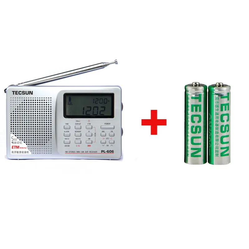 606Silver-Battery-2 Tecsun PL-606 цифровой PLL портативный радио FM стерео/LW/SW/MW приемник DSP Интернет Радио FM: 64-108 МГц/LW: 153-513 кГц радио - Цвет: 606Silver-Battery-2