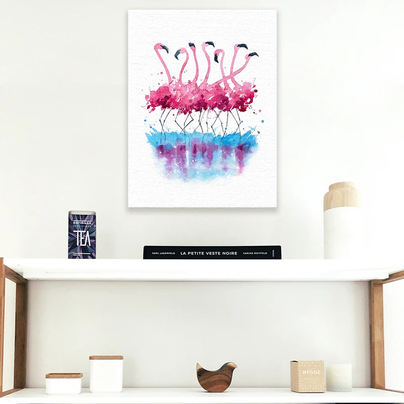 Подарки HAOCHU настенная художественная галерея ярко-розовый Фламинго любовь