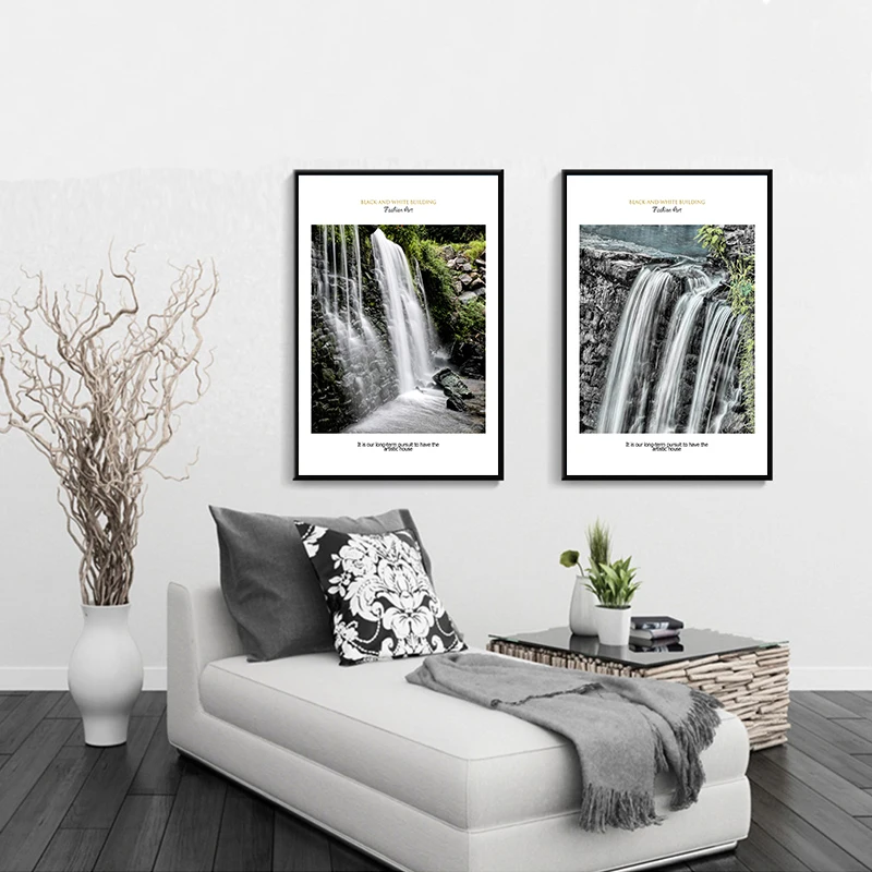 Элегантная картина современный минималистичный Красивый водопад пейзаж холст