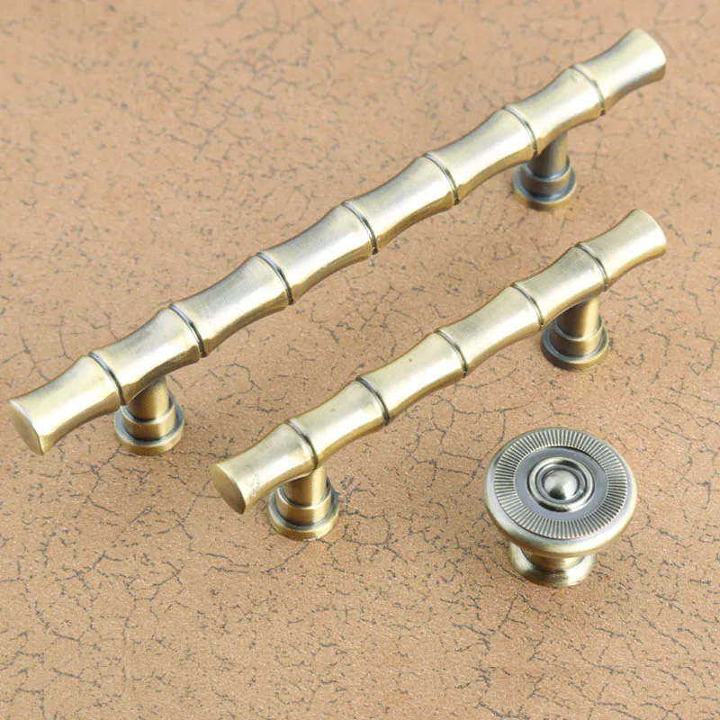 64 96 мм американская винтажная простая бронзовая бамбуковая кухонная ручка для