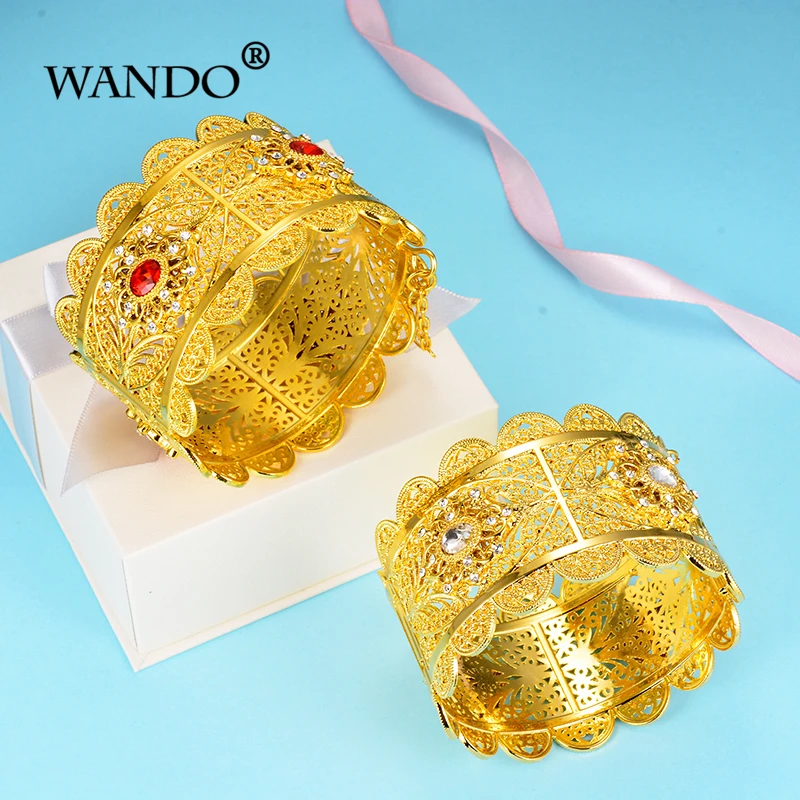WANDO Hot canopen Big Surface Width Women манжеты крутой золотой цвет Exagerated tyle для женщин ювелирный