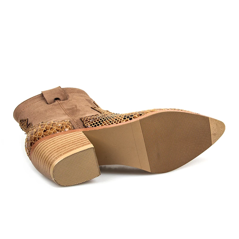 Женские ковбойские ботильоны Perixir с острым носком на квадратном каблуке весна 2020