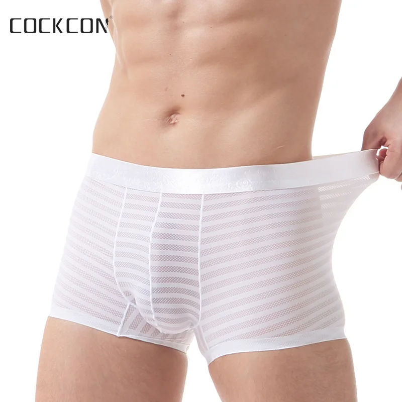 Мужские боксеры из вискозы в полоску сексуальное нижнее белье для мужчин 2017|men