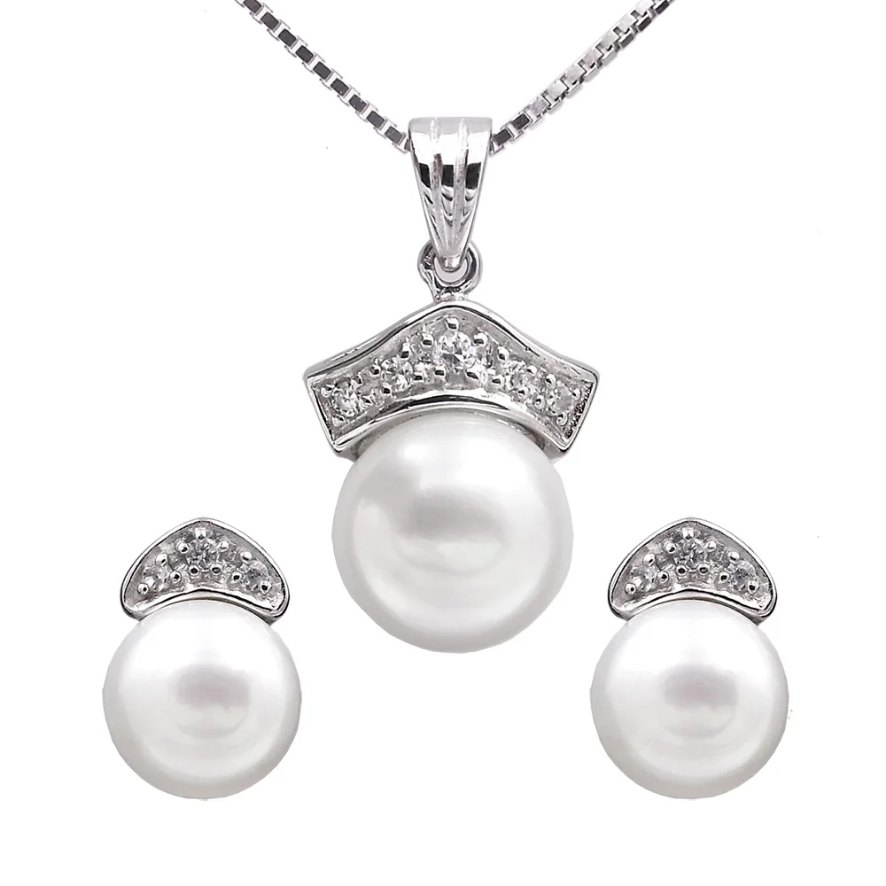 

Sinya 8-9.5mm AAAA Natural Freshwater Pearls Necklace Earring 925 Sterling Silver Jewelry Sets For Women Mother Girls