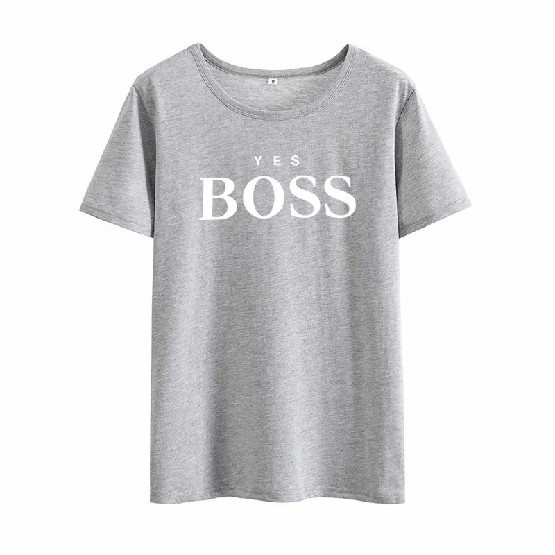 Yes Boss, футболка с коротким рукавом, женская футболка, летняя, Camisetas Mujer, с коротким рукавом, футболки, хлопок, Женская Повседневная футболка, Femme