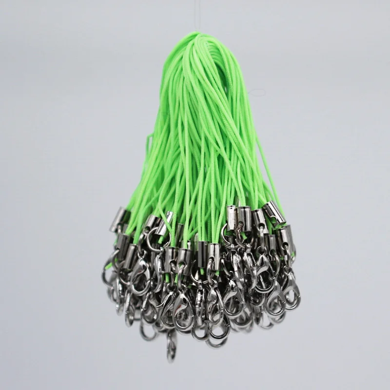 lt green 100 шт 7 см цветные шнурки для сотового телефона, шнурки, ремешок для мобильного телефона, застежка-карабин, нейлоновая цепочка для ключей, сделай сам, ювелирное изделие - Цвет: lt green