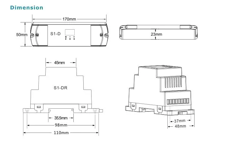 Модель#: S1-DR; AC Triac DMX512 диммер, двухканальный выход
