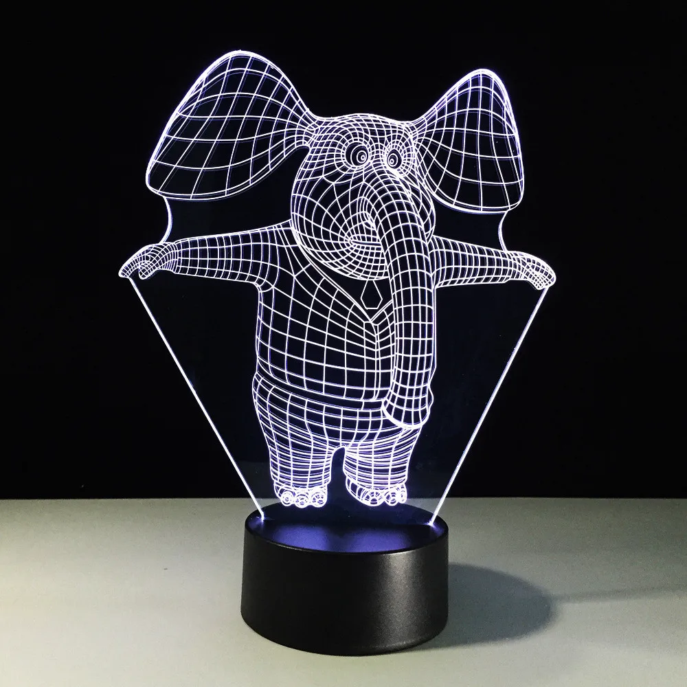 СВЕТОДИОДНЫЙ 3D светильник в виде милого слона 7 цветов сменная игрушка USB кабель