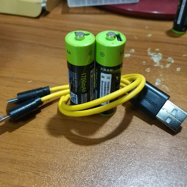 2 шт ZNTER 1,5 V AA usb аккумулятор 1700mAh литий-полимерный литий-ионный аккумулятор с USB кабелем
