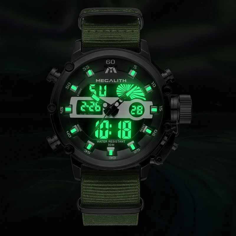 MEGALITH Топ бренд класса люкс модные мужские часы светящиеся водонепроницаемые
