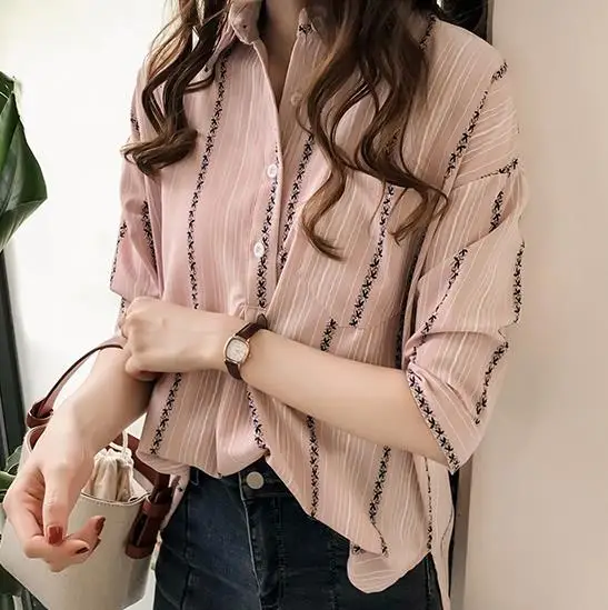 

Fashion Plus Size Women's Tops and Blouses Casual Cothing Female Striped Shirt Women Blouse Shirt Blusa tapados mujer verano