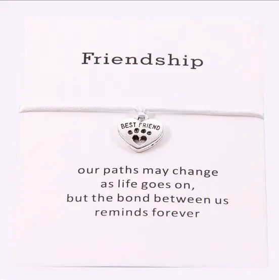 1 шт лучшие друзья сердце браслет с шармом дружба открытка желаний подарок на